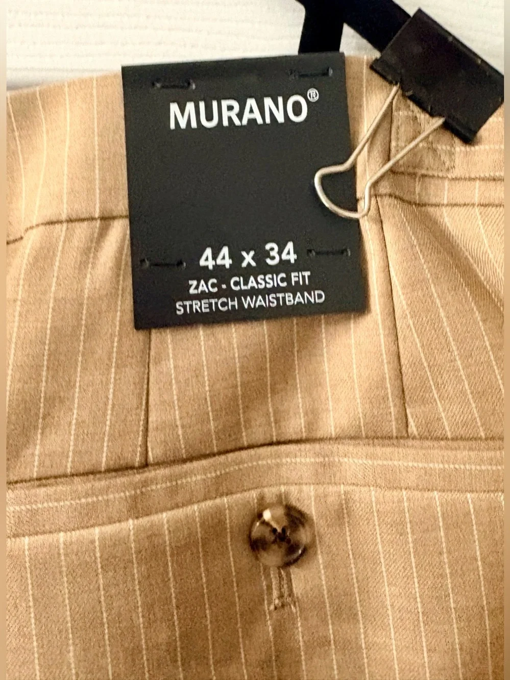 Murano Men's Camel Pinstripe 2 piece Suit Set- size 3B-vest & 44x34 pants- NWT